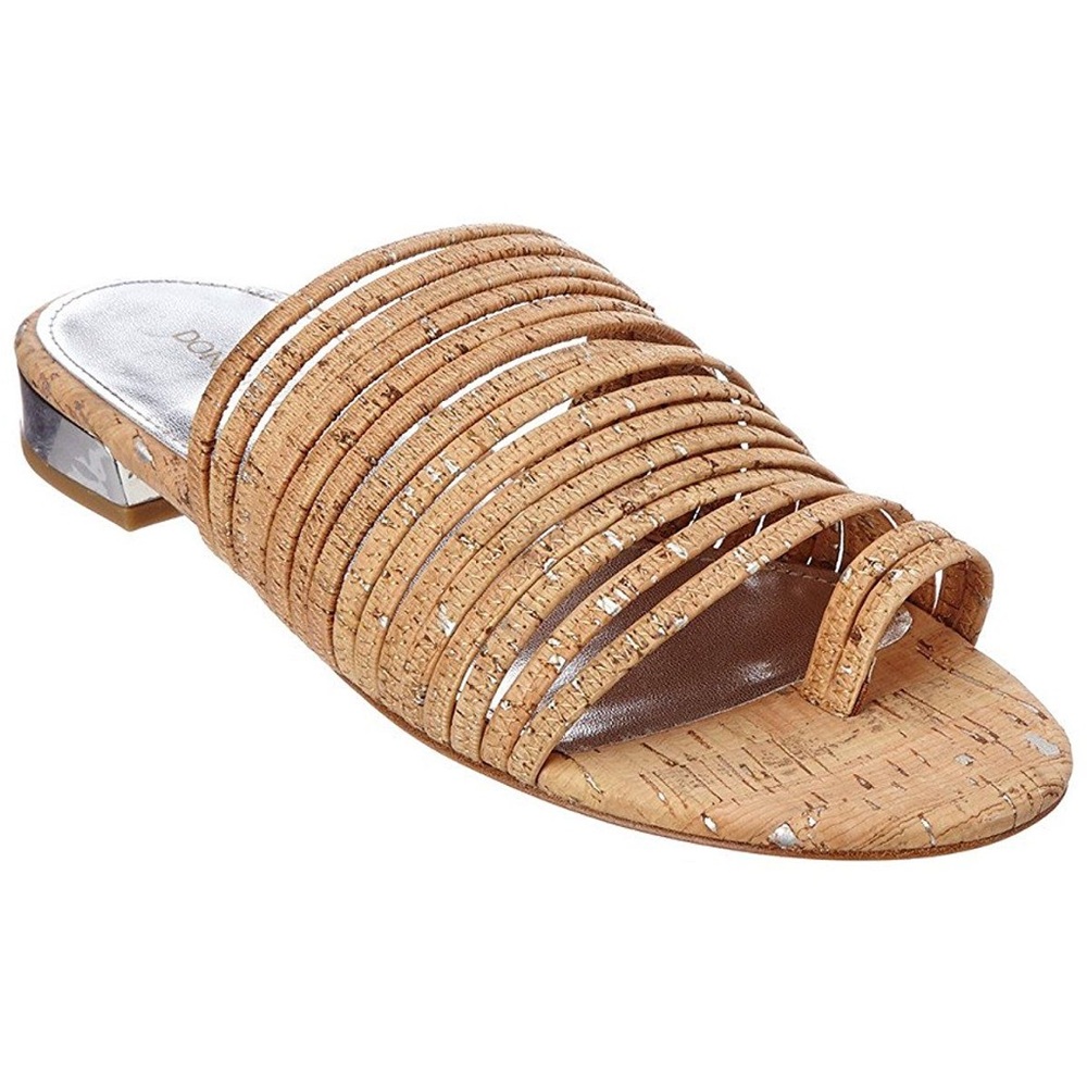 Donald J. Pliner Cork Strappy Slide Sandal - Natural Tan